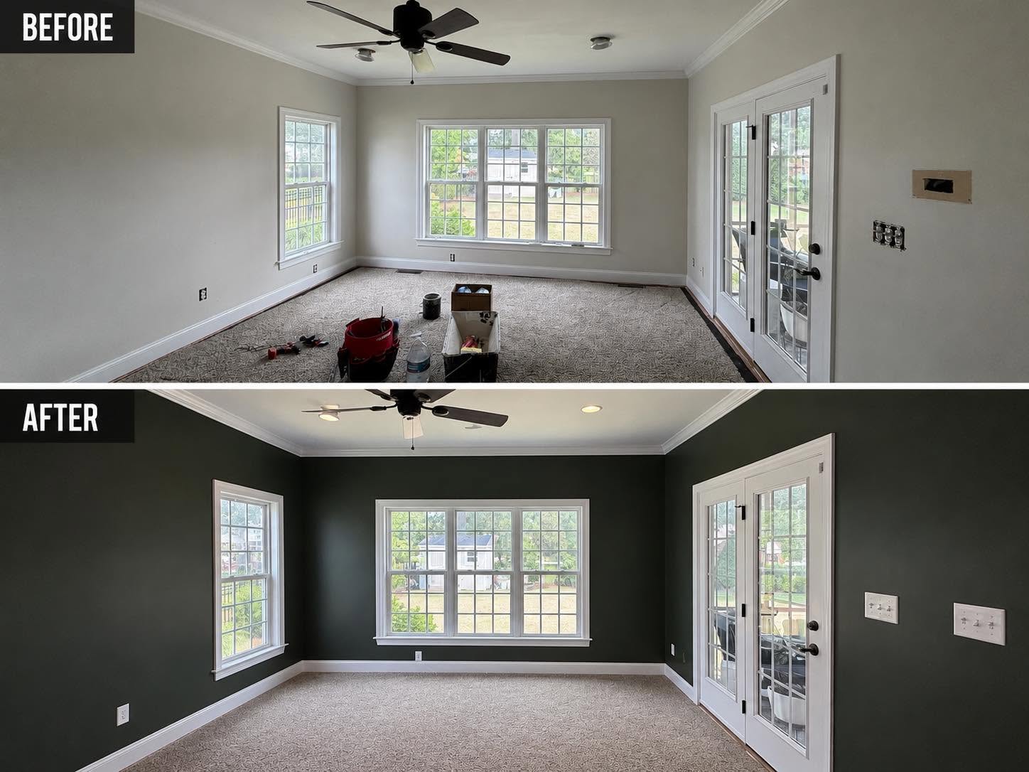 Living room color change — before and after